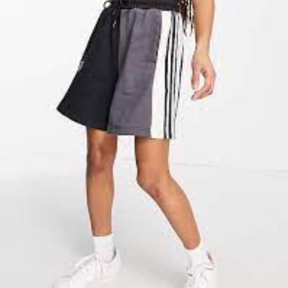 Brand New Adidas Originals 'summer rave' colourblock boyfriend shorts in black - Picture 11 of 16